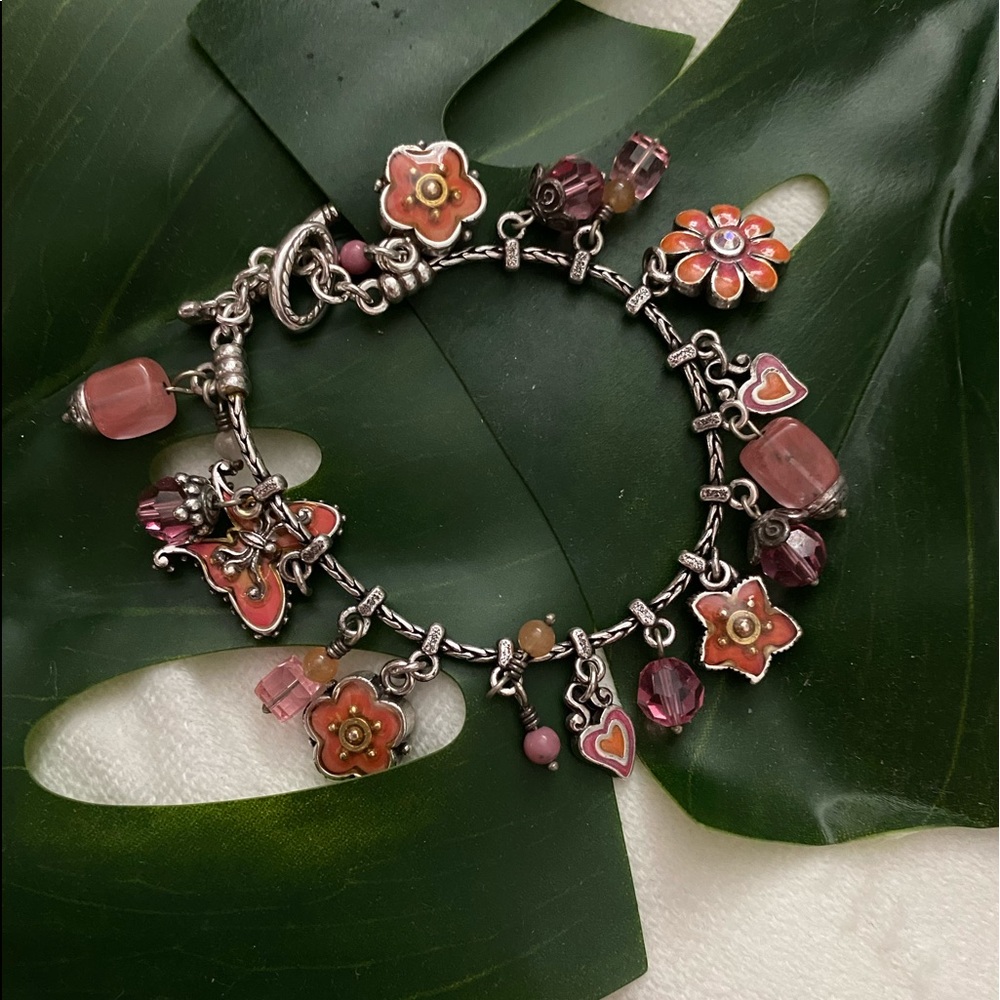 Brighton Girly Pink Silver Charm Bracelet